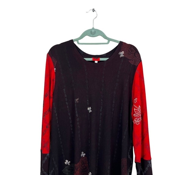 JG's Mad Lab Tunic Top Blouse Stretch Long Sleeve Floral Print Women Size‎ L - Picture 2 of 6